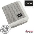 24 Hr Express Ship - Cable Knit Chenille Sherpa Throw, with Lasered logo patch, NO SETUP CHARGE